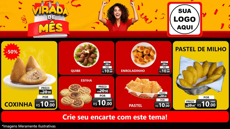 Modelo de TV para TV Horizontal com o tema Virada de Mês para Salgadaria