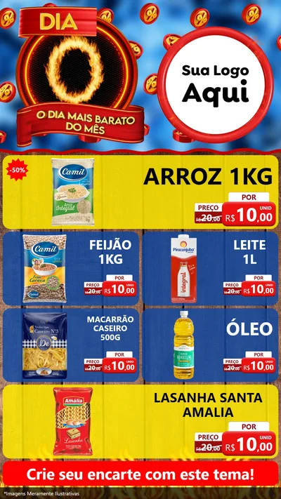 Modelo de TV para TV Vertical com o tema Dia O - O Dia Mais Barato Do Mês para Supermercado