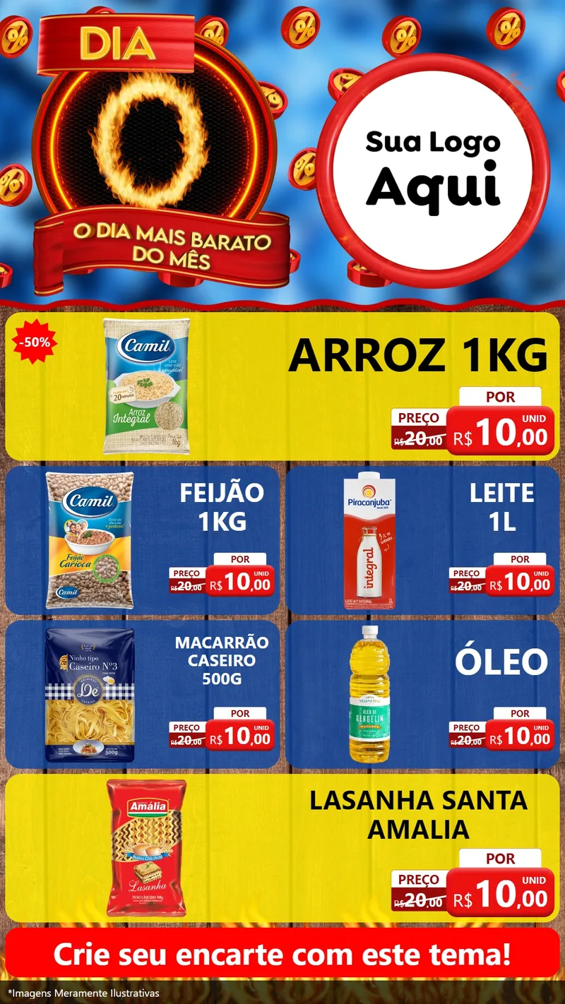 Modelo de TV para TV Vertical com o tema Dia O - O Dia Mais Barato Do Mês para Supermercado