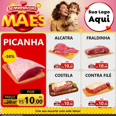 Modelo de Rede Social para Feed Facebook com o tema Semana das Mães para Açougue