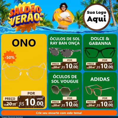 Modelo de Rede Social para Feed Facebook com o tema Saldão de Verão para Óticas
