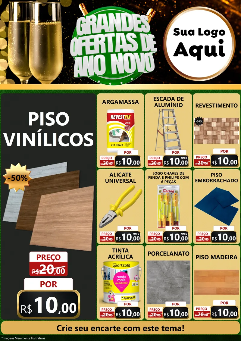 Modelo de Encarte para Encarte A4 Vertical com o tema Grandes Ofertas de Ano Novo para Material para Construção