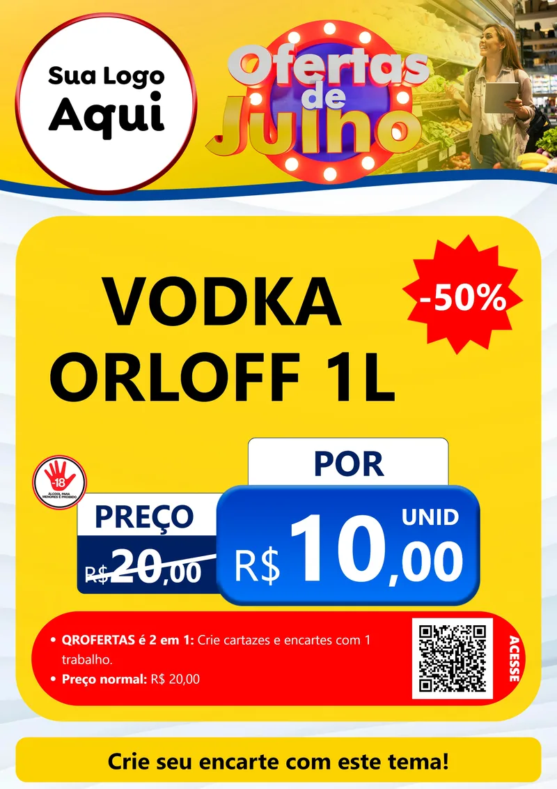 Modelo de Cartaz para Cartaz A4 Vertical com o tema Ofertas de Julho para Distribuidora de bebidas
