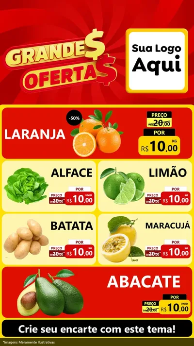 Modelo de TV para TV Vertical com o tema Grandes Ofertas para Hortifrúti
