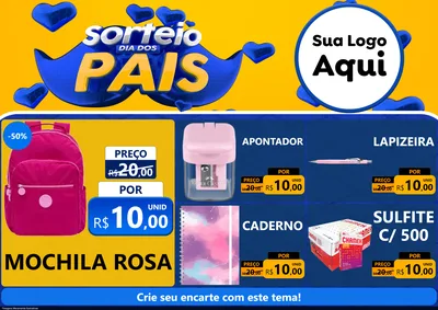 Modelo de Encarte para Encarte A4 Horizontal com o tema Sorteio Dia dos Pais para Papelaria