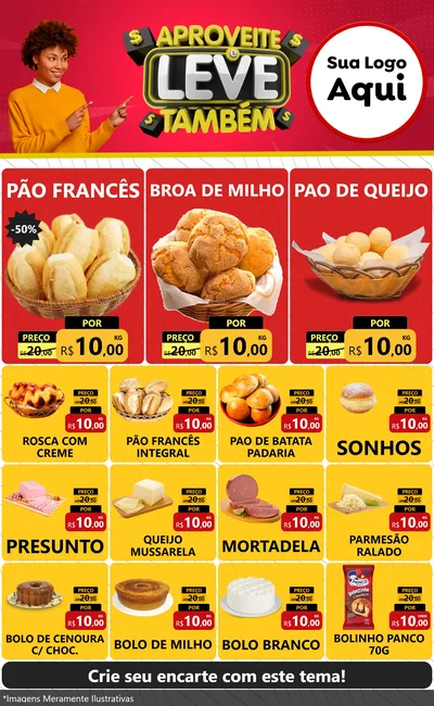 Modelo de Encarte para Encarte Grande com o tema Aproveite e Leve Também para Padaria