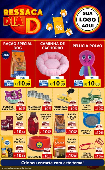 Modelo de Encarte para Encarte Grande com o tema Ressaca Dia D para Pet Shop