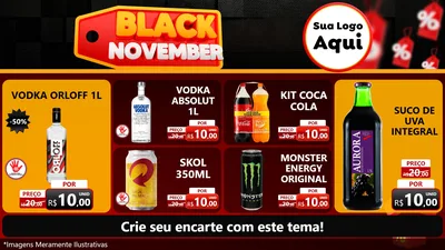 Modelo de TV para TV Horizontal com o tema Black November para Distribuidora de bebidas