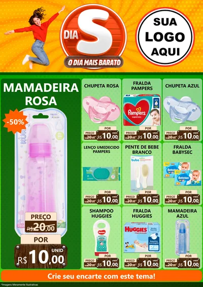 Modelo de Encarte para Encarte A4 Vertical com o tema Dia S - O Dia Mais Barato para Bebês