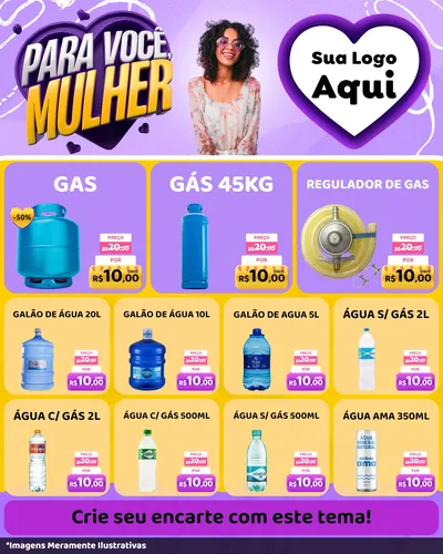 Modelo de Rede Social para Feed Instagram com o tema Para Você, Mulher para Água e gás