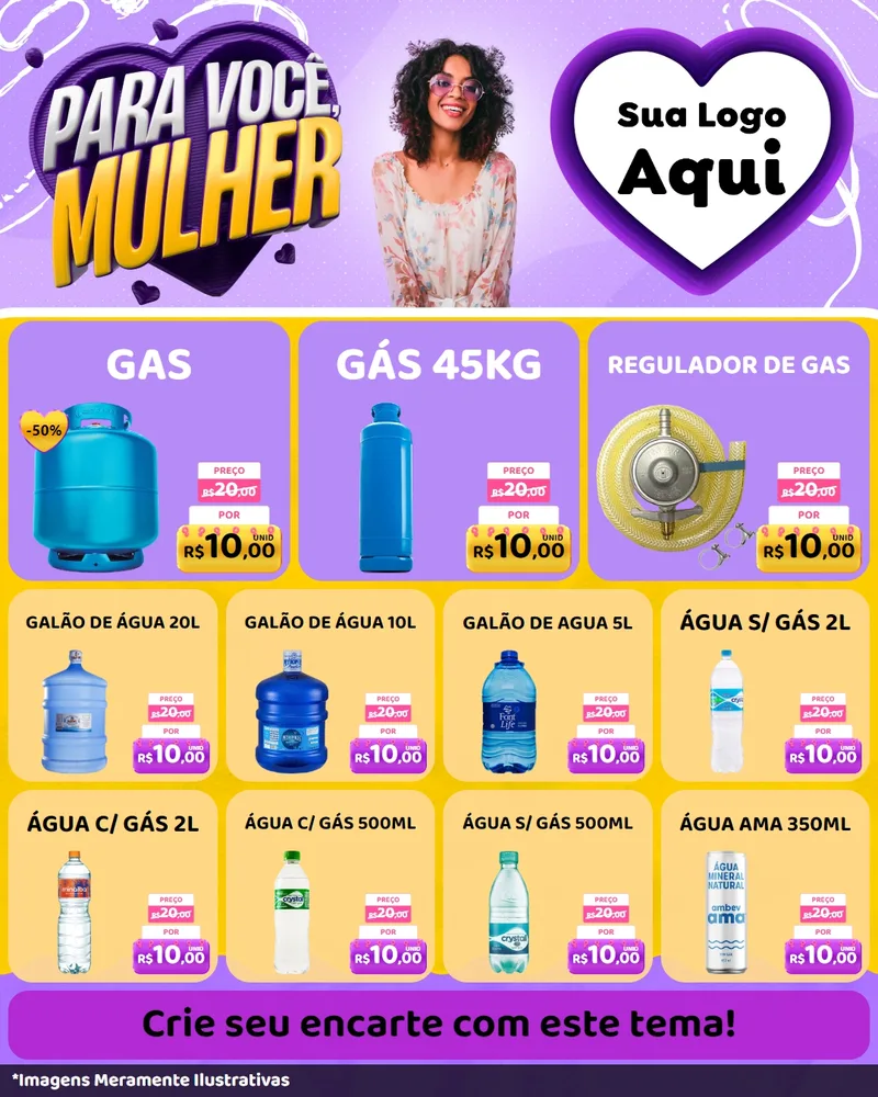 Modelo de Rede Social para Feed Instagram com o tema Para Você, Mulher para Água e gás