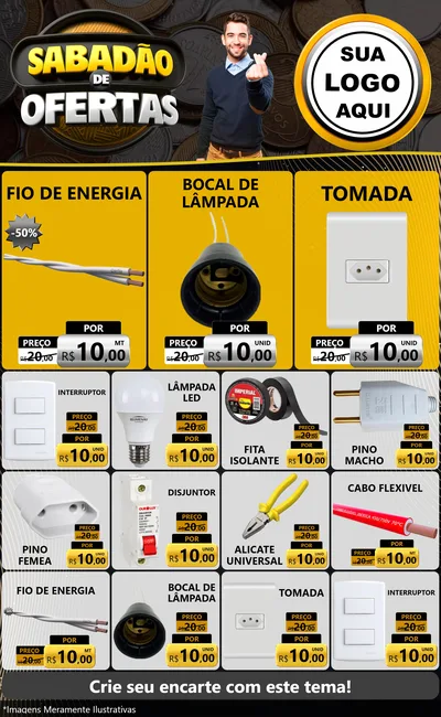 Modelo de Encarte para Encarte Grande com o tema Sabadão de Ofertas para Materiais Elétricos