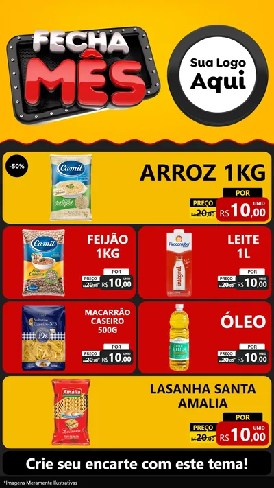 Modelo de TV para TV Vertical com o tema Fecha Mês para Supermercado