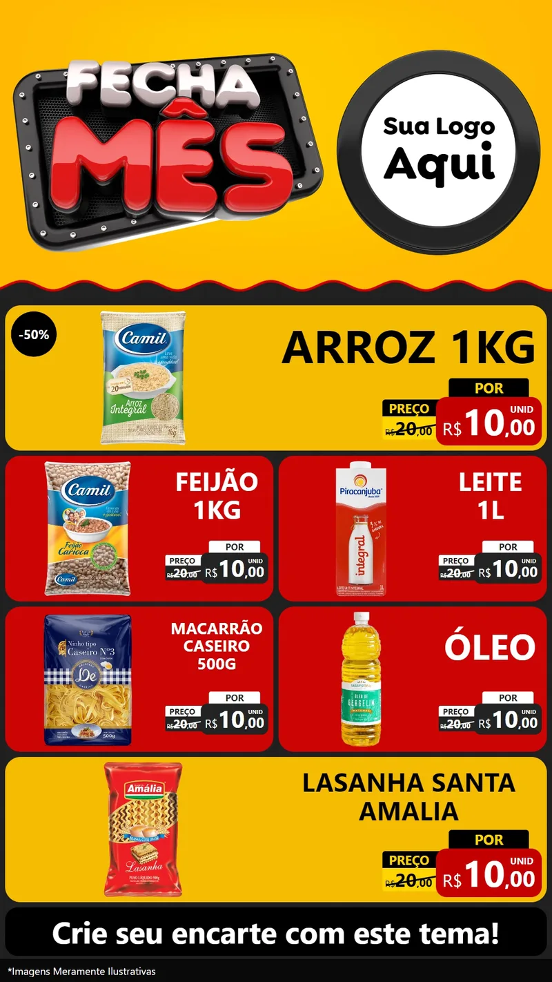 Modelo de TV para TV Vertical com o tema Fecha Mês para Supermercado