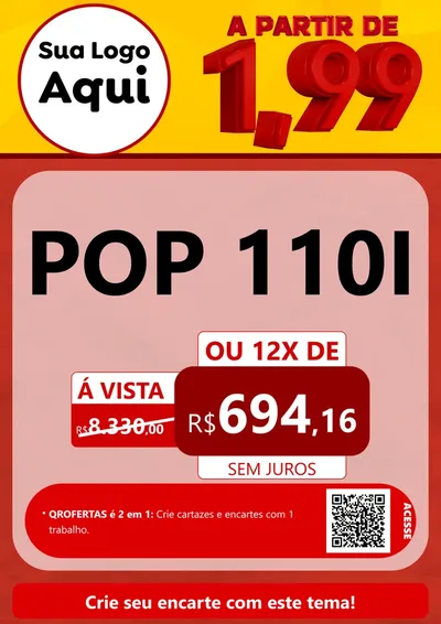 Modelo de Cartaz para Cartaz A4 Vertical com o tema A Partir de Um e Noventa e Nove - 1,99 para Concessionaria de Motos