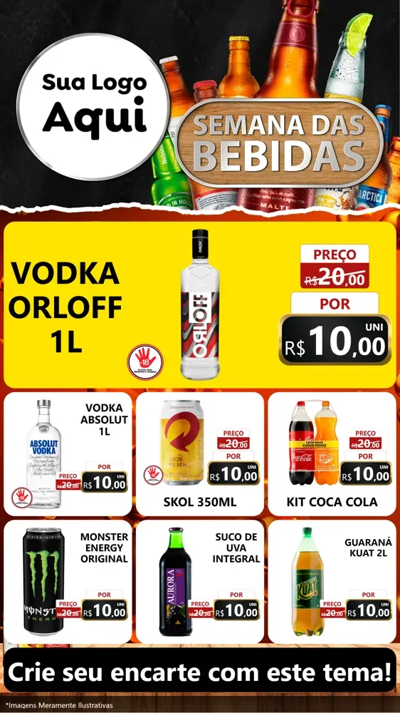 Modelo de Rede Social para Stories com o tema Semana das Bebidas para Distribuidora de bebidas