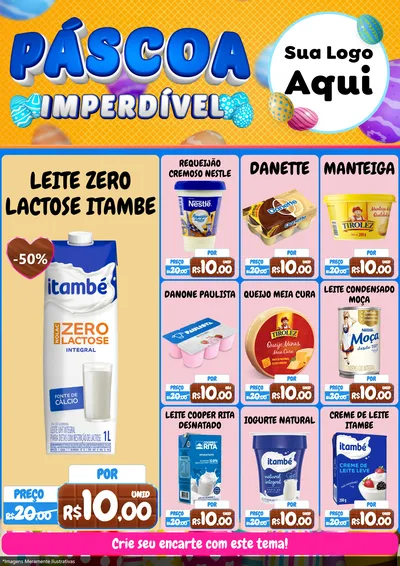 Modelo de Encarte para Encarte A4 Vertical com o tema Páscoa Imperdível para Frios e Laticínios