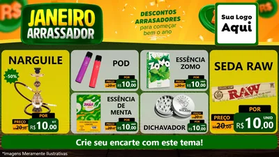 Modelo de TV para TV Horizontal com o tema Janeiro Arrasador para Tabacaria