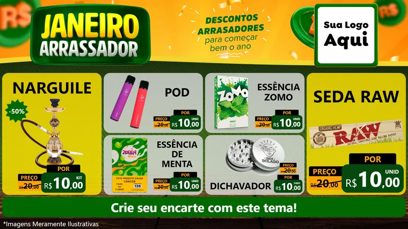 Modelo de TV para TV Horizontal com o tema Janeiro Arrasador para Tabacaria