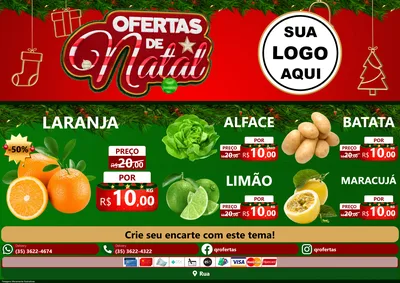 Modelo de Encarte para Encarte A4 Horizontal com o tema Ofertas de Natal para Hortifrúti