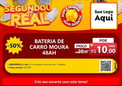Modelo de Cartaz para Cartaz A4 Horizontal com o tema Segundou do Real para Baterias Elétricas