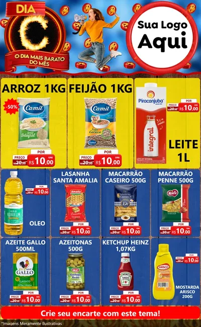 Modelo de Encarte para Encarte Grande com o tema Dia C - O Dia Mais Barato Do Mês para Supermercado