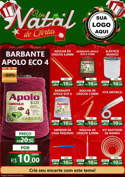 Modelo de Encarte para Encarte A4 Vertical com o tema Um Natal de Ofertas para Armarinho e Aviamentos