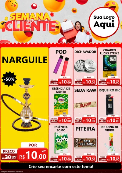 Modelo de Encarte para Encarte A4 Vertical com o tema Semana do Cliente para Tabacaria