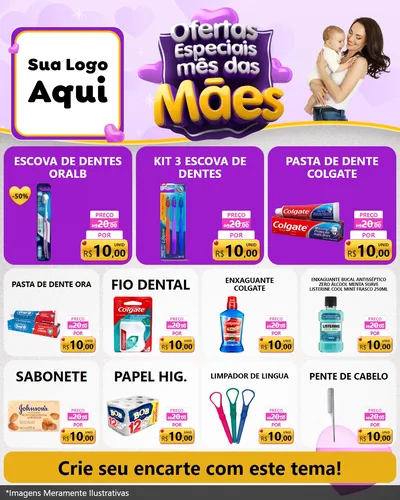 Modelo de Rede Social para Feed Instagram com o tema Ofertas Especiais - Mês das Mães para Higiene Pessoal