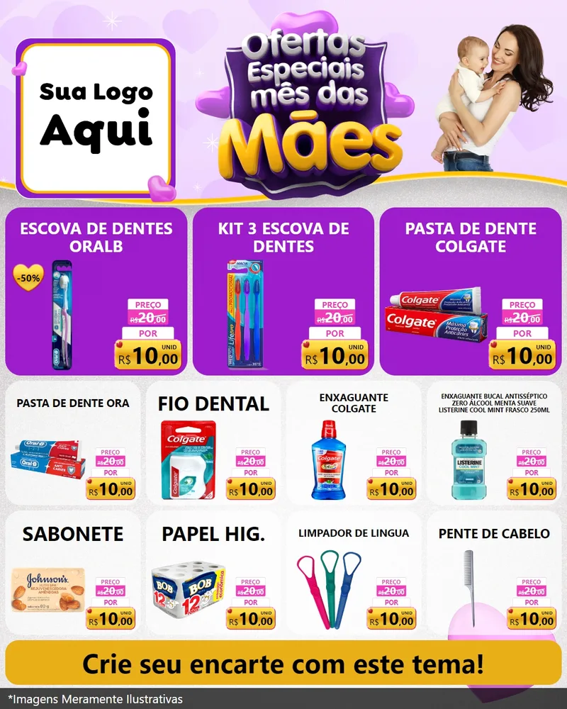 Modelo de Rede Social para Feed Instagram com o tema Ofertas Especiais - Mês das Mães para Higiene Pessoal