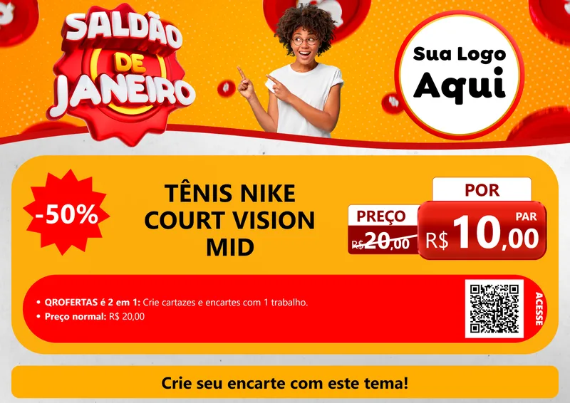 Modelo de Cartaz para Cartaz A4 Horizontal com o tema Saldão de Janeiro para Calçados