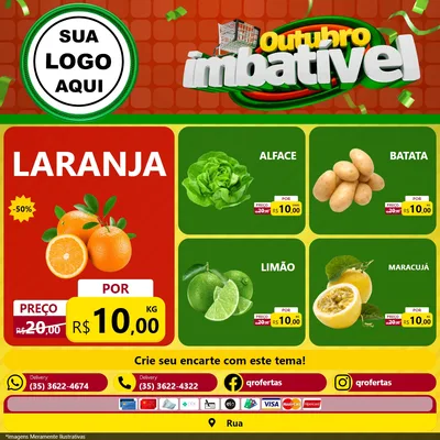 Modelo de Rede Social para Feed Facebook com o tema Outubro Imbatível para Hortifrúti