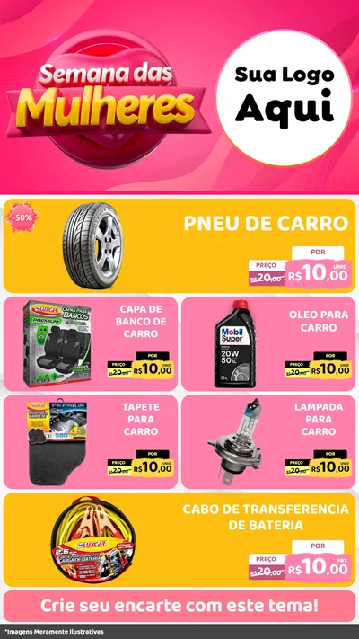 Modelo de TV para TV Vertical com o tema Semana das Mulheres para Auto peças