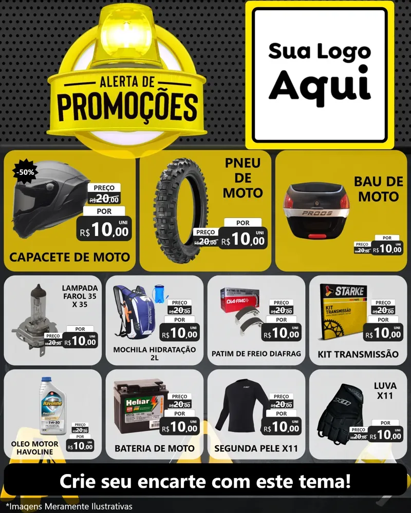 Modelo de Rede Social para Feed Instagram com o tema Alerta de Promoções para Moto peças