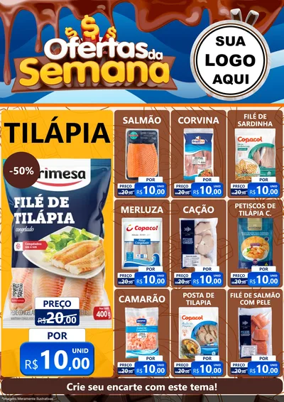 Modelo de Encarte para Encarte A4 Vertical com o tema Ofertas da Semana - Páscoa para Peixaria