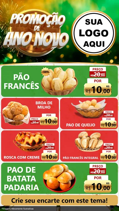 Modelo de TV para TV Vertical com o tema Promoção de Ano Novo para Padaria