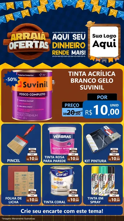 Modelo de Rede Social para Stories com o tema Arraiá de Ofertas - Junina para Tintas e Ferramentas
