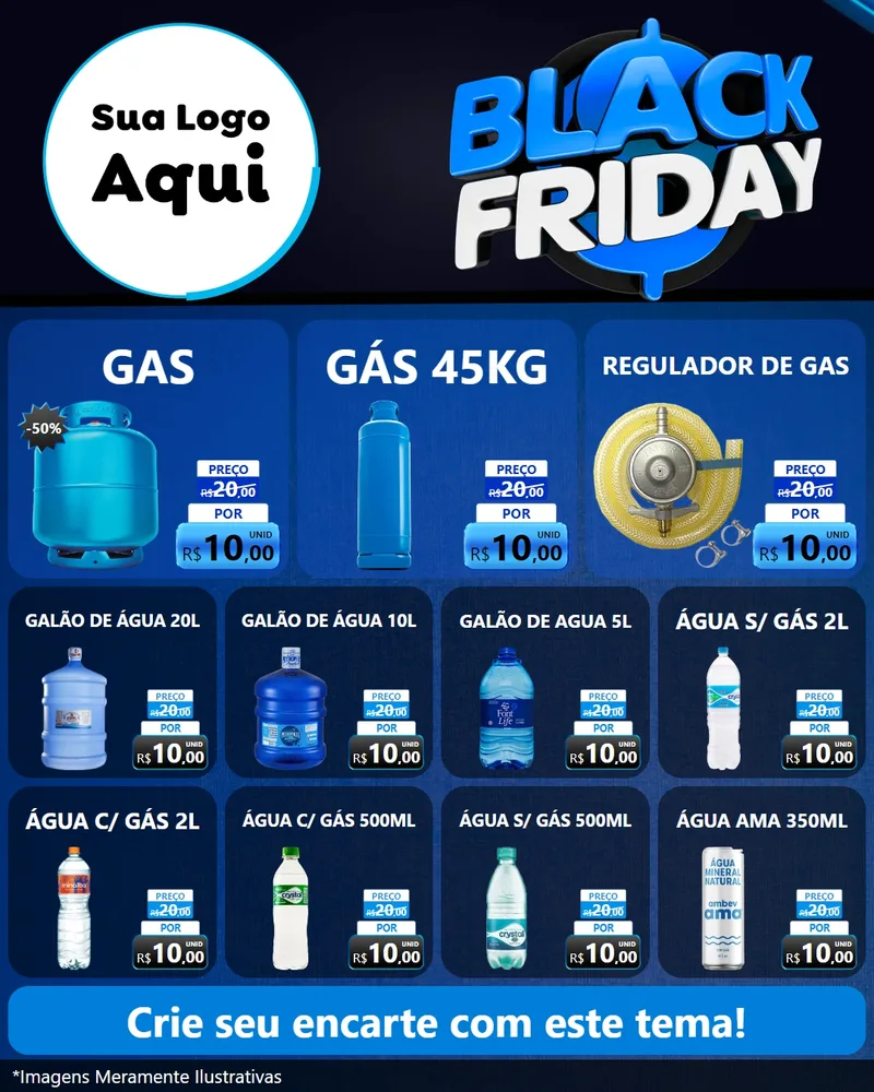 Modelo de Rede Social para Feed Instagram com o tema Black Friday para Água e gás