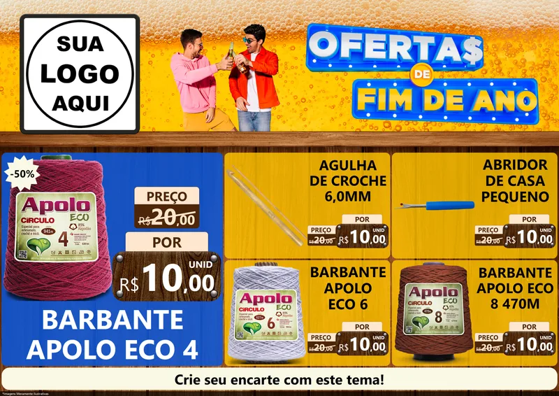 Modelo de Encarte para Encarte A4 Horizontal com o tema Ofertas de Fim de Ano para Armarinho e Aviamentos