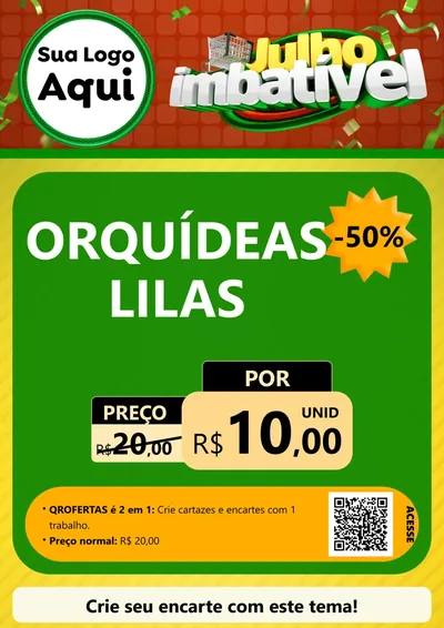 Modelo de Cartaz para Cartaz A4 Vertical com o tema Julho Imbatível para Floricultura e jardim