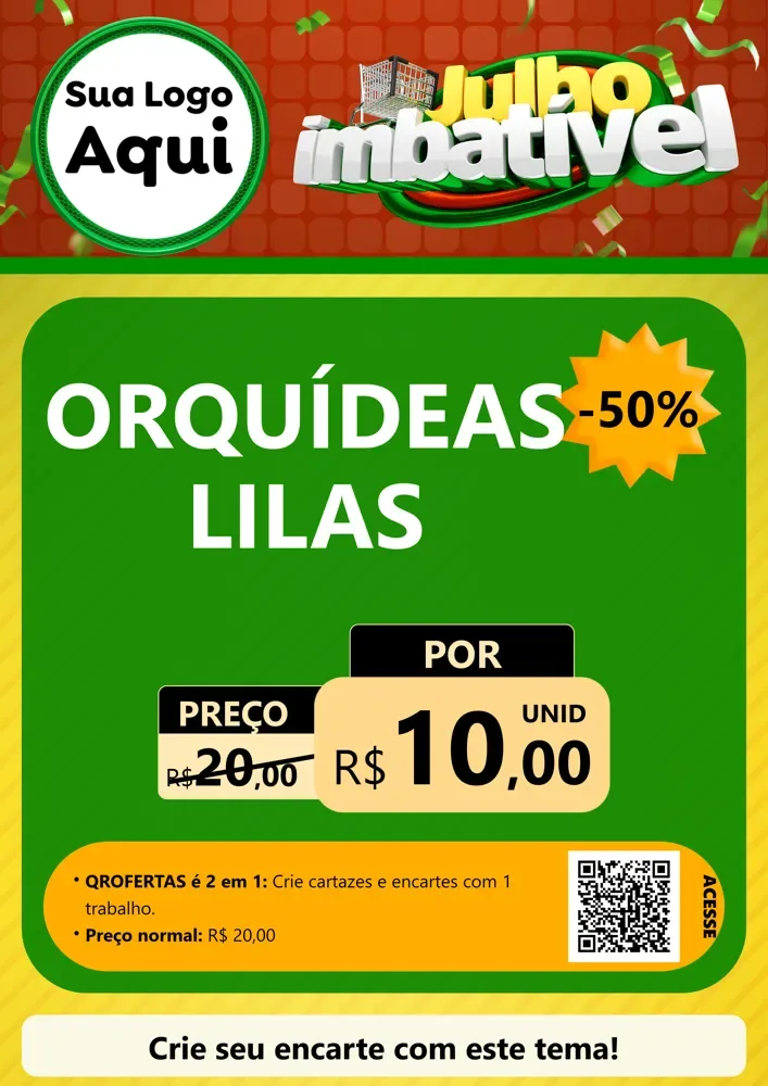Modelo de Cartaz para Cartaz A4 Vertical com o tema Julho Imbatível para Floricultura e jardim