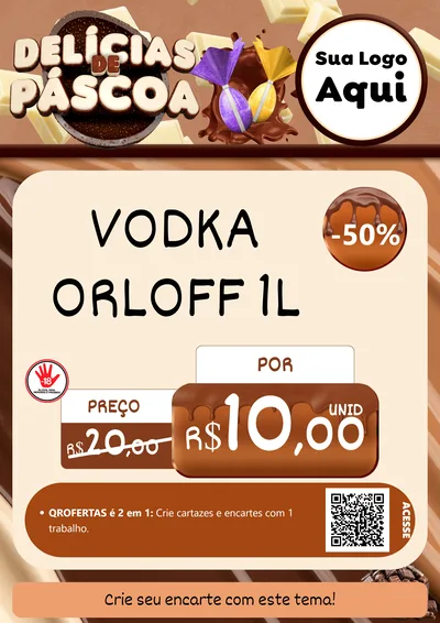 Modelo de Cartaz para Cartaz A4 Vertical com o tema Delícias de Páscoa para Distribuidora de bebidas