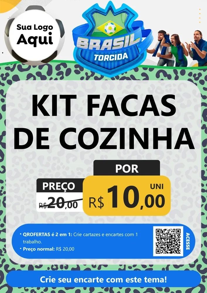 Modelo de Cartaz para Cartaz A4 Vertical com o tema Brasil Torcida - Copa para Utilidades Domésticas