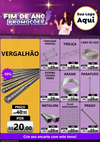 Modelo de Encarte para Encarte A4 Vertical com o tema Fim de Ano Promoções para Ferragens