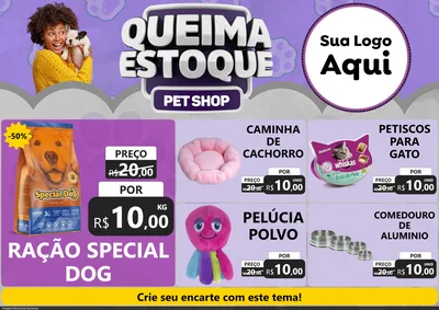 Modelo de Encarte para Encarte A4 Horizontal com o tema Queima Estoque - Pet Shop para Pet Shop