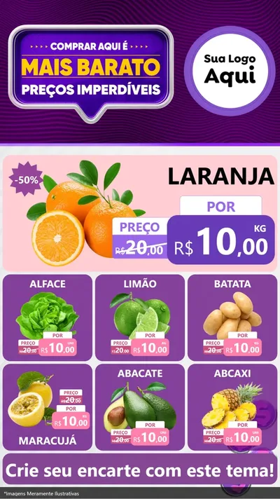 Modelo de Rede Social para Stories com o tema Mais Barato para Hortifrúti