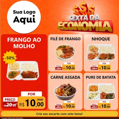 Modelo de Rede Social para Feed Facebook com o tema Sexta da Economia para Restaurante