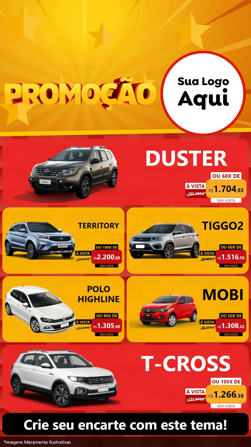 Modelo de TV para TV Vertical com o tema Promoção para Concessionaria de Carros