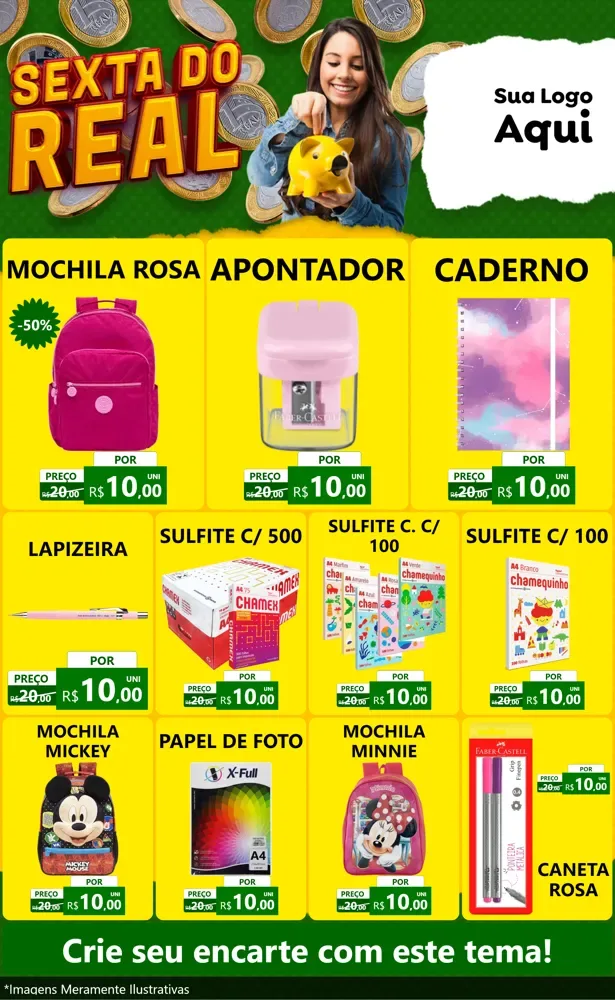 Modelo de Encarte para Encarte Grande com o tema Sexta do Real para Papelaria