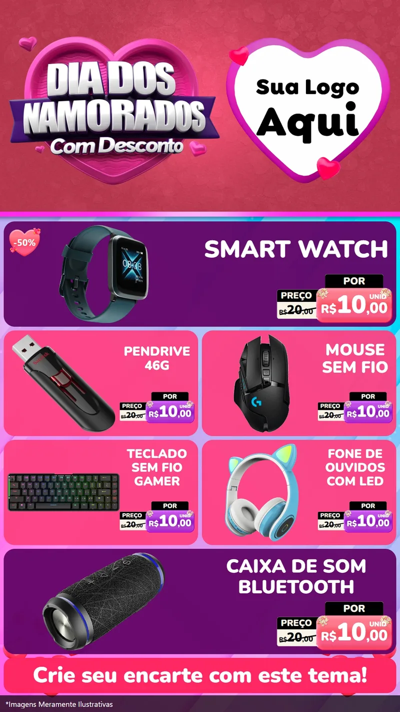 Modelo de TV para TV Vertical com o tema Dia Dos Namorados Com Desconto para Informática